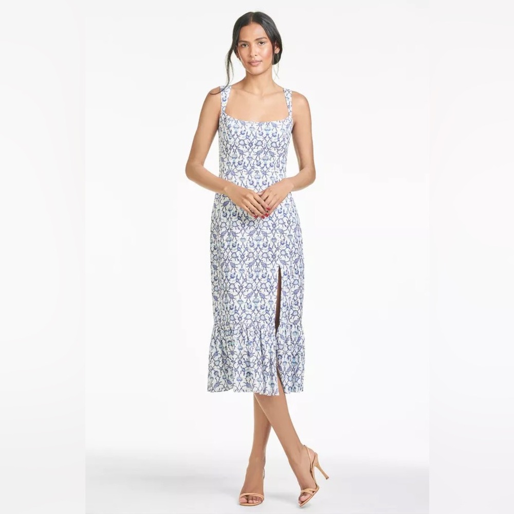 Sachin & Babi Laura Blue Vine Print Midi Dress NWT Size 6
